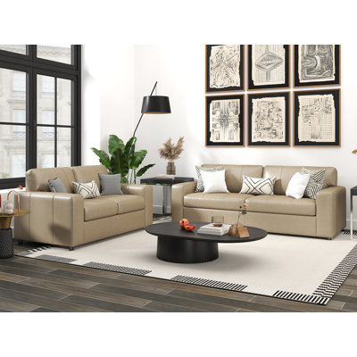 Caro Espinoza Leather Upholstered 2-Piece Living Room Set, Sofa And Loveseat by Latitude Run