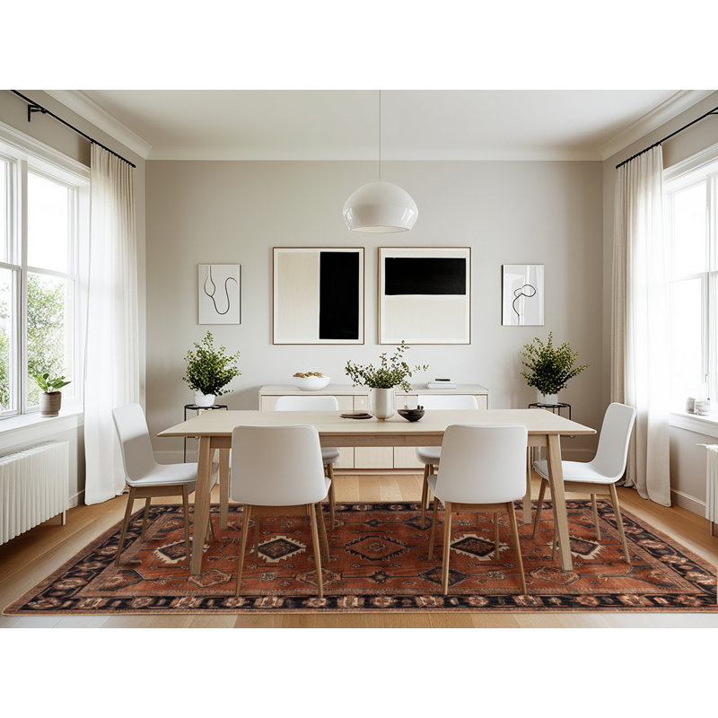 Machine Washable Persian Brown Area Rug, Rectangle 7' x 10'