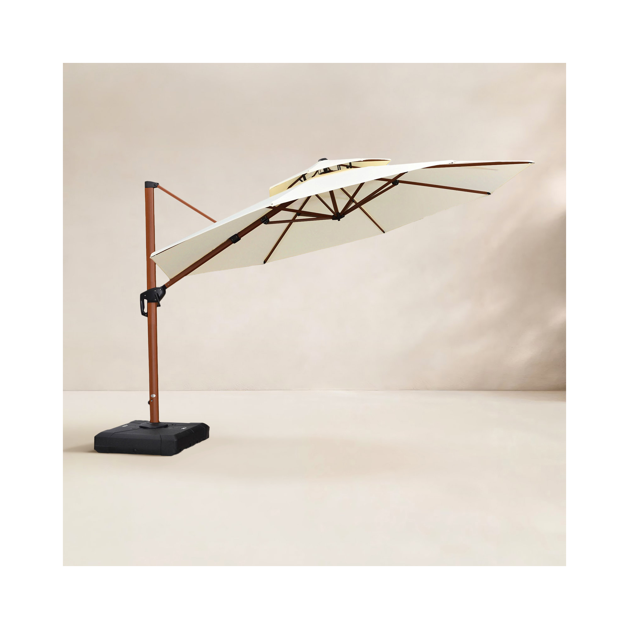 Brimley 144'' Cantilever Outdoor Umbrella Without Base, Cream
