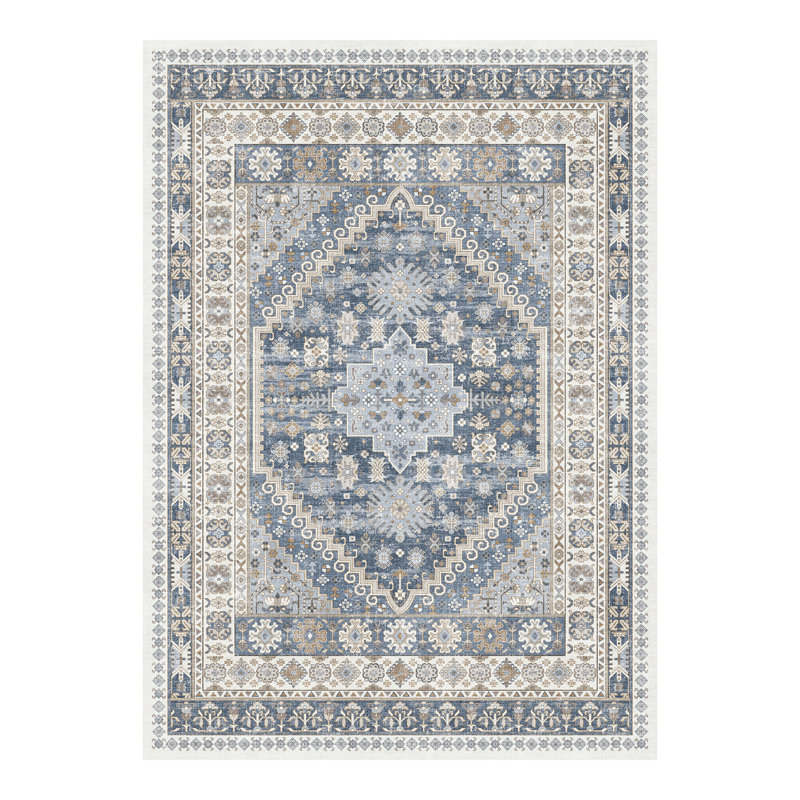 Malaika Machine-Washable Non-Slip Medallion Area Rug, Rectangle 3' x 5', Brown