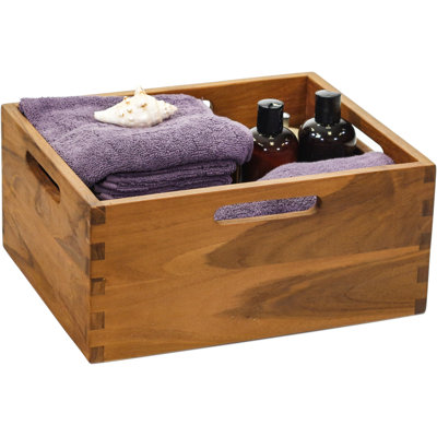 7" Spa Medium Teak Storage Bin