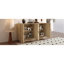 Buffet de rangement à 4 portes, grand meuble en bois avec poignées semi-circulaires et étagères ajustables pour la salle à manger, la cuisine et le salon (naturel)