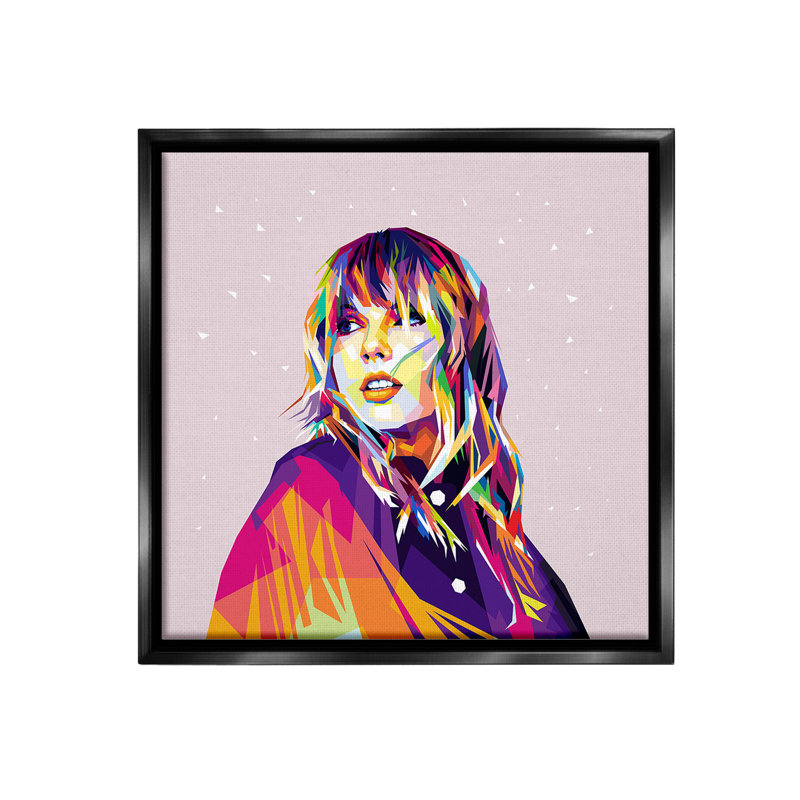 "Motif géométrique Taylor" sur toile, Cadre flottant noir de jais, H 18 po x l 18 po