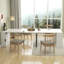 Table de salle à manger extensible moderne multifonctionnelle avec prise, table extensible peu encombrante avec rangement pour les fêtes, les mariages, les réunions et les célébrations