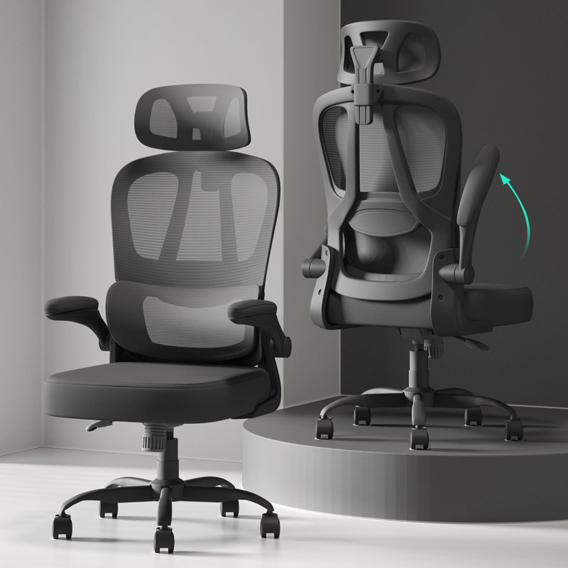 Sponge Office Chair with Headrest, Black