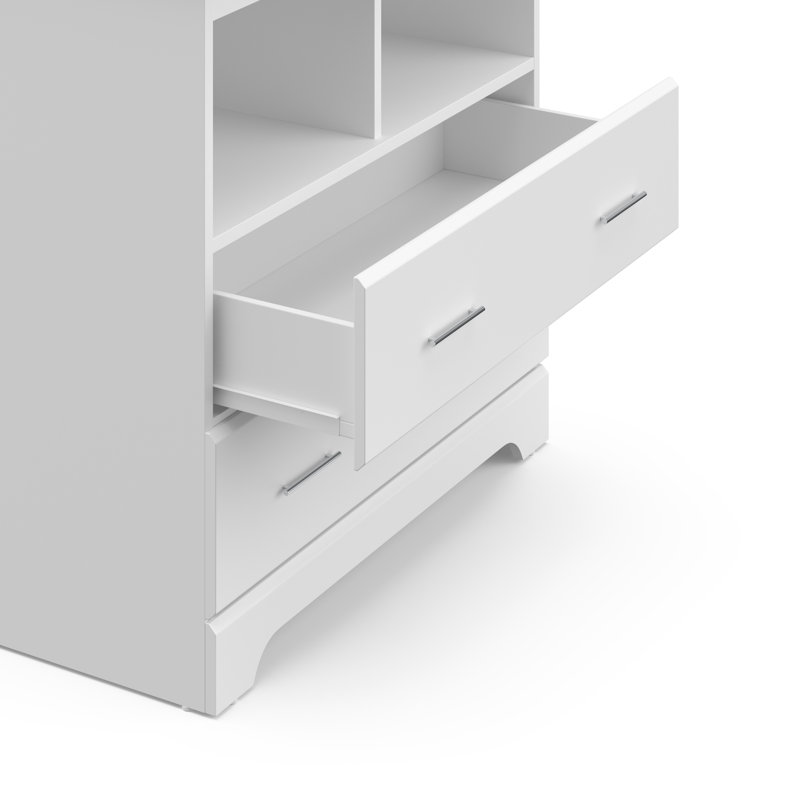 White 2-Drawer Dresser with Changing Topper and Shelves