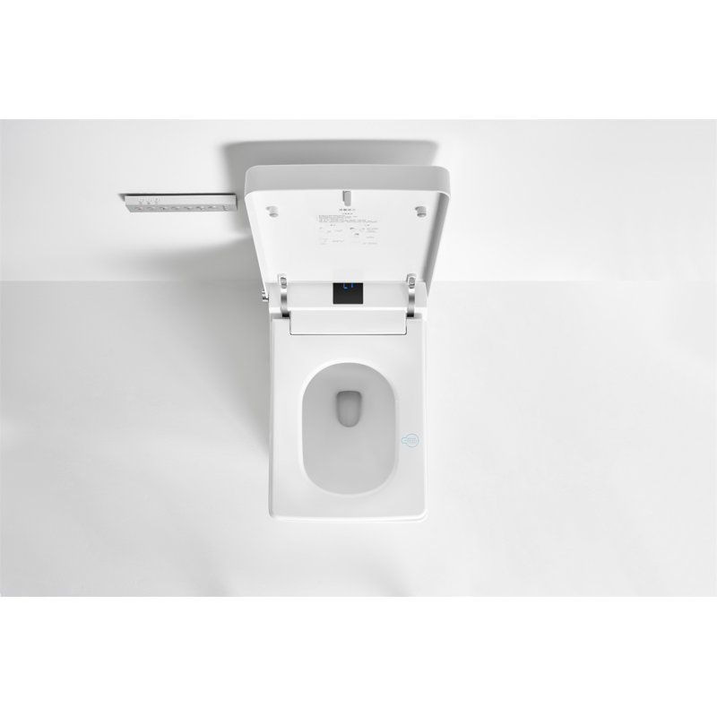 Toilette plate carrée multifonctionnelle avec chasse d'eau automatique avec télécommande / capteur de pied / veilleuse / verre