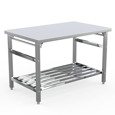 48x30 Inch NSF Stainless Steel Folding Work Table, Adjustable Undershelf & Space-Saving Prep Station for Restaurant, Kitchen, Butcher Shop or Home Use