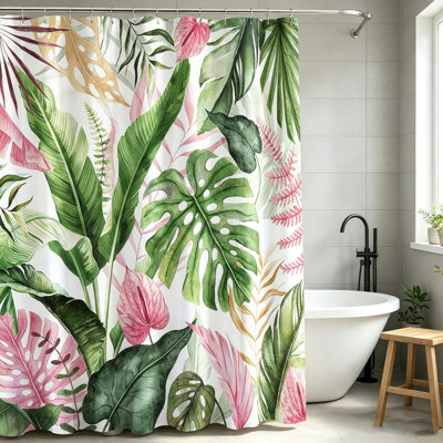 Rideau de douche à motif de feuilles Turtleback