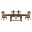Ensemble de table de salle à manger 5 pièces avec rallonge et 4 chaises d'appoint en bois de chêne foncé