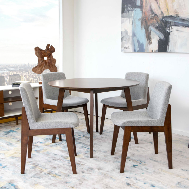 Ensemble repas pour 4 personnes Toohey, Gris clair, Noyer