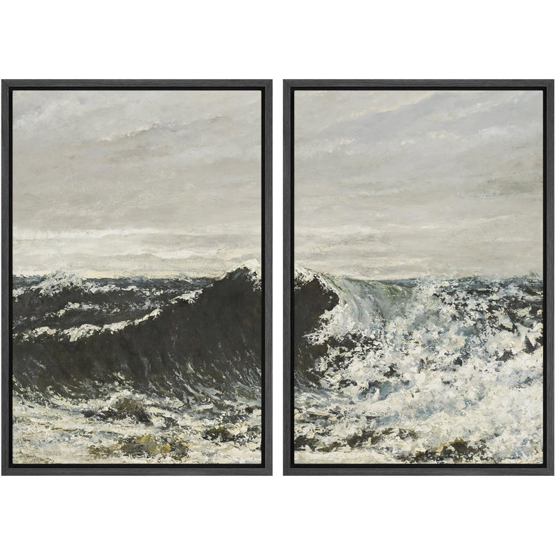 Puissantes vagues océaniques, drame côtier et majestueux, nature sauvage, illustrations, décor rustique, Noir
