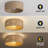 Rattan Caged Boho Fandelier Ceiling Fans with Light Remote Flush Mount for Bedroom, Gold