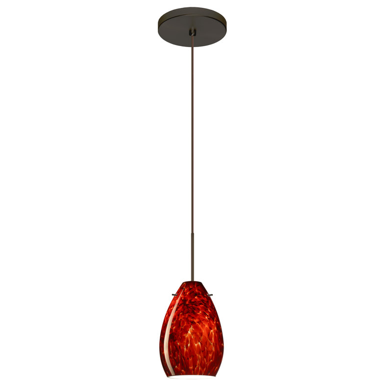 Luminaire suspendu en forme de cloche à 1 lumière Drasner, Bleu nuage, Bronze, DEL