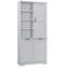 Armoire de rangement pour salle de bain avec portes et tiroirs, panier à linge inclinable, plusieurs espaces de rangement, style autoportant, tablette ouverte, tablette réglable, gris