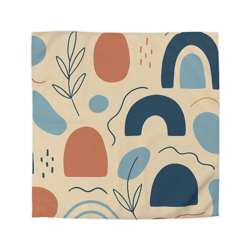  Duvet Covers No 1 Single Piece, Cream/Blue, Queen Duvet Cover