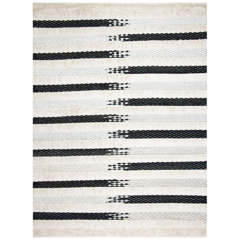 Jessen Hand Woven Cotton Striped Area Rug , Rectangle 9' x 12'