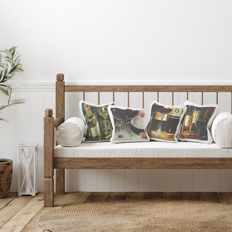 Elegant Wine Still Lifes 4 Piece Decorative Printed Throw Pillow Set, design by Stefano Ferreri