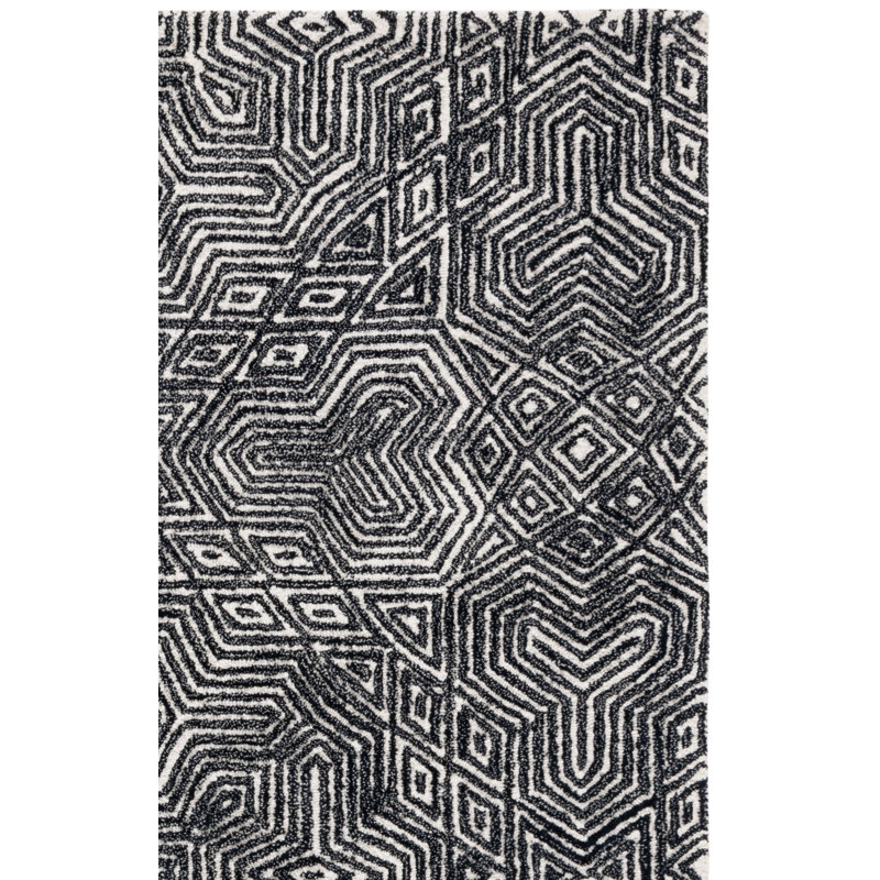 Angeli Hand Tufted Wool And Cotton With Latex Geometric Rug, Rectangle 4' x 6'