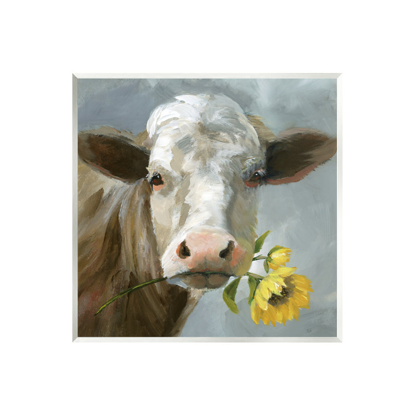 Ba-309-Vache en bois avec peinture de tournesol par Nan