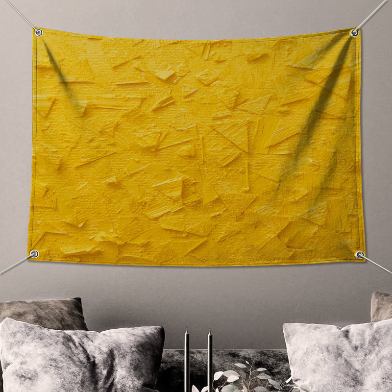 Tapisserie murale texturée abstraite jaune - texture, H 50 po x l 60 po avec 4 œillets