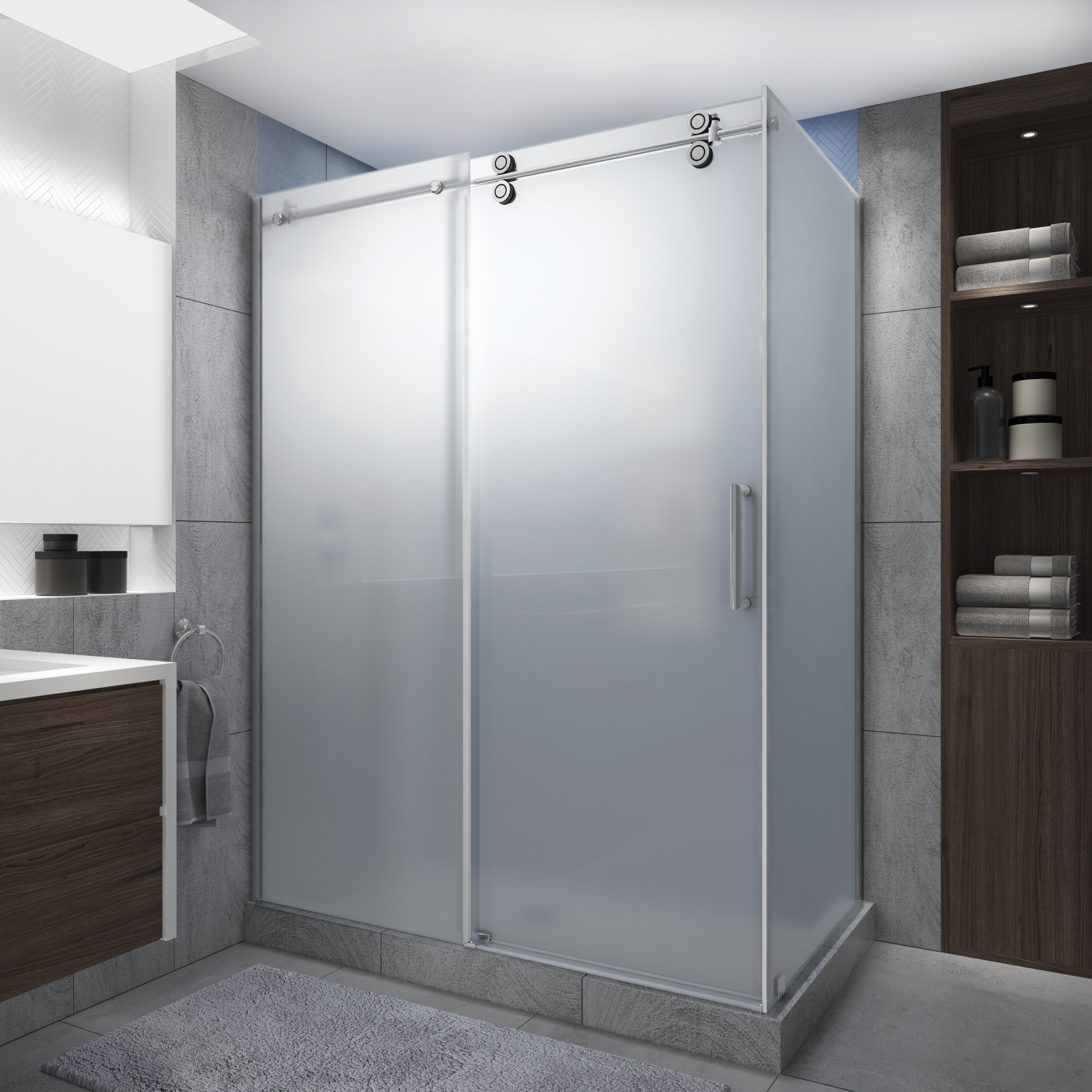 VTI 60 W X 36 D X 72 H Frameless Sliding Shower Enclosure With