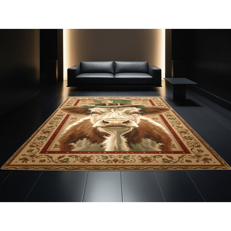 Soft Plush Eurydamas St Patties Modern & Contemporary Abstract Area Rug in Brown – Beige Binding, 2x3
