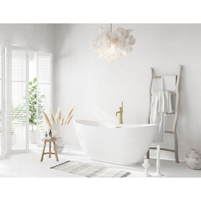 Labrusca 67'' x 28.3'' Freestanding Soaking Fiberglass Bathtub, Brushed Gold