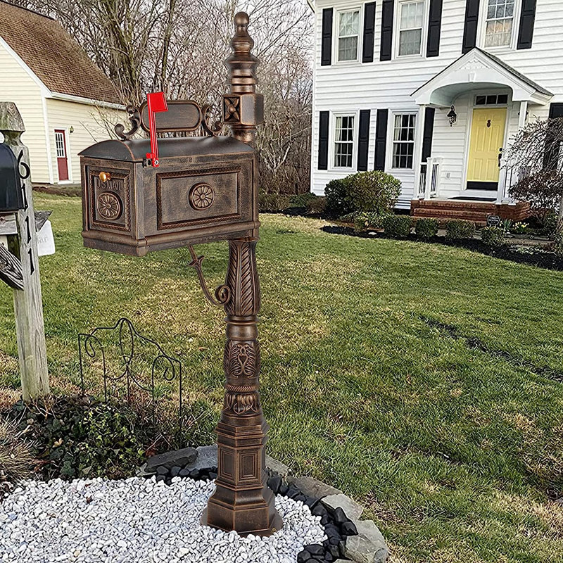 Bronze Cast Aluminum Decorative Pedestal Mailbox