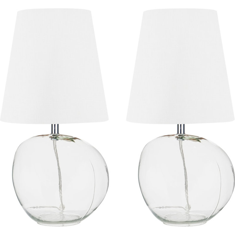Mila Glass Table Lamp, White
