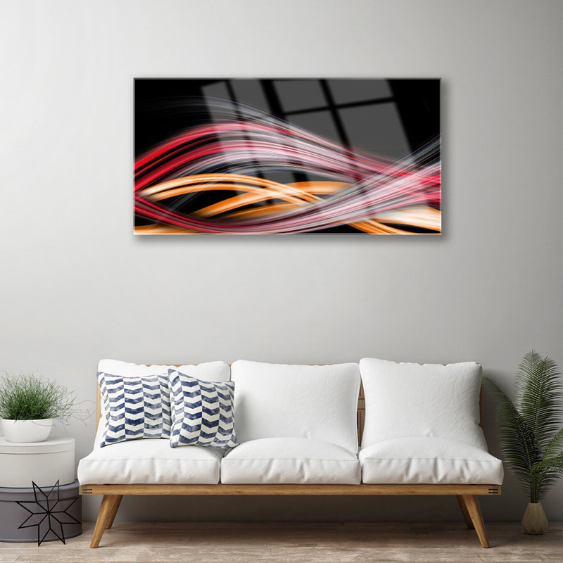 Art Abstract Art - No Frame Print on Glass, Red/Yellow/Black