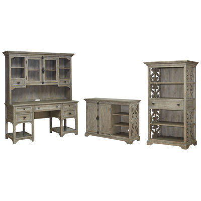 Desk And Hutch With Printer Stand And Bookcase