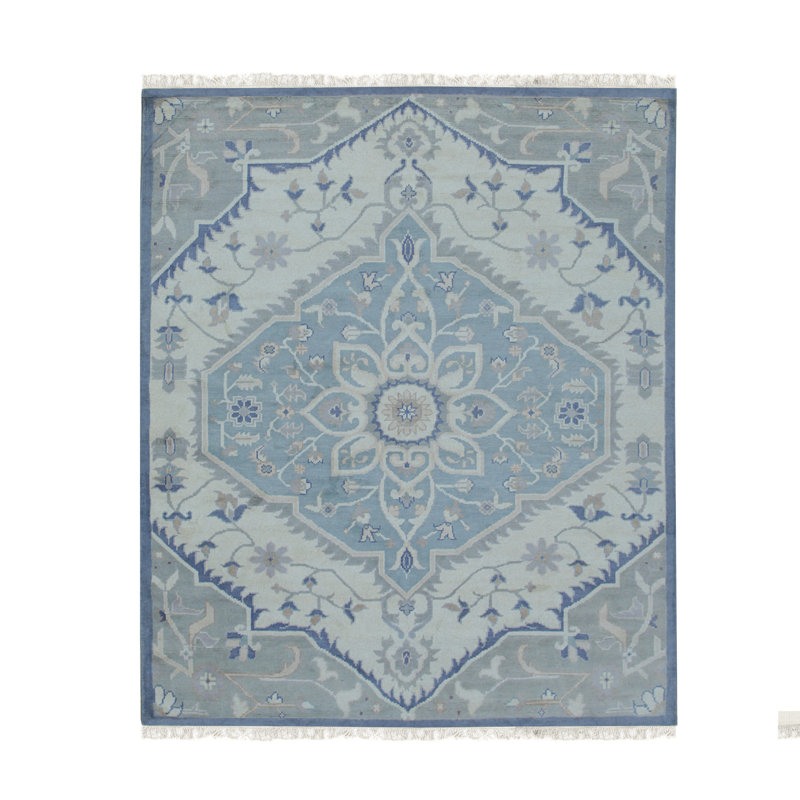 Tapis floral en laine noué à la main Masal, Rectangle 9 pi x 12 pi
