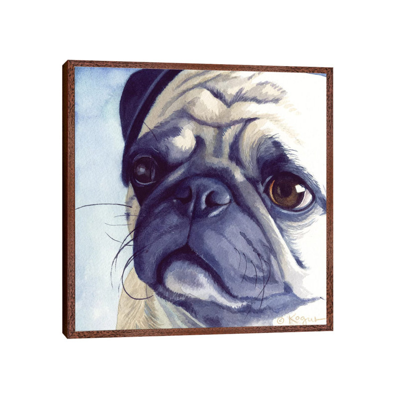 Bugabee Pug 1 Piece Painting on Canvas, 66.04 cm H x 66.04 cm W, Classic Brown Wood Framed