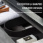 Meuble-lavabo mural flottant gris ciment 30 po, lavabo à sable en quartz noir, tiroirs à fermeture en douceur, peu encombrant, construction avec évier, sable, armoire, lavabo facile à nettoyer