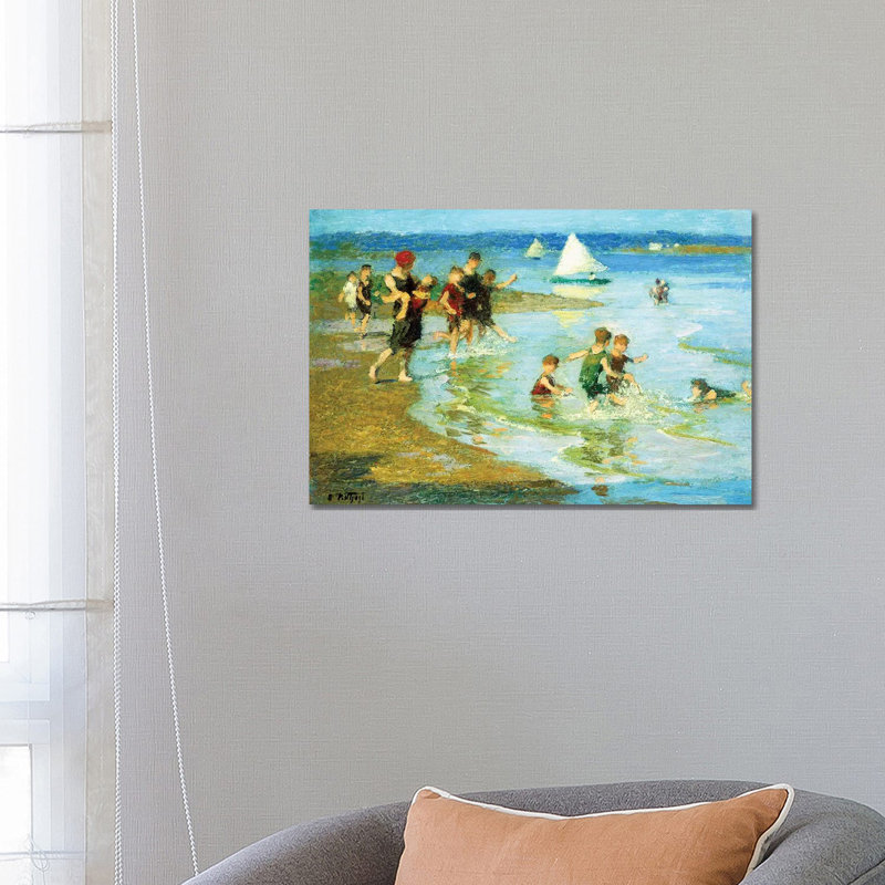 Children At Play On The Beach, by Edward Henry Potthast - Painting on Canvas, Wrapped Canvas