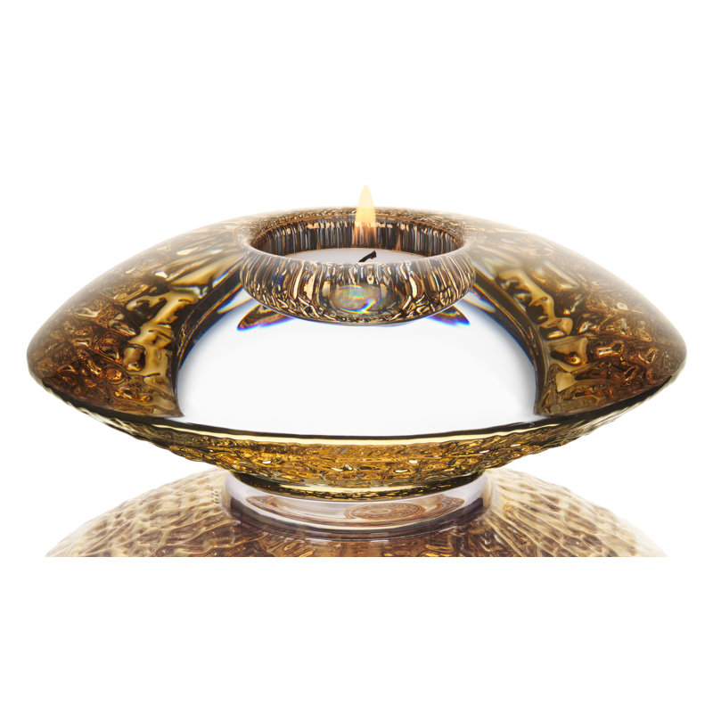 Autumn Glow 5.5" Hand-Crafted Glass Discus Votive - Gold