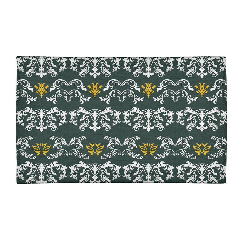 Tapis vert / blanc Damask, Rectangle 3 pi x 5 pi