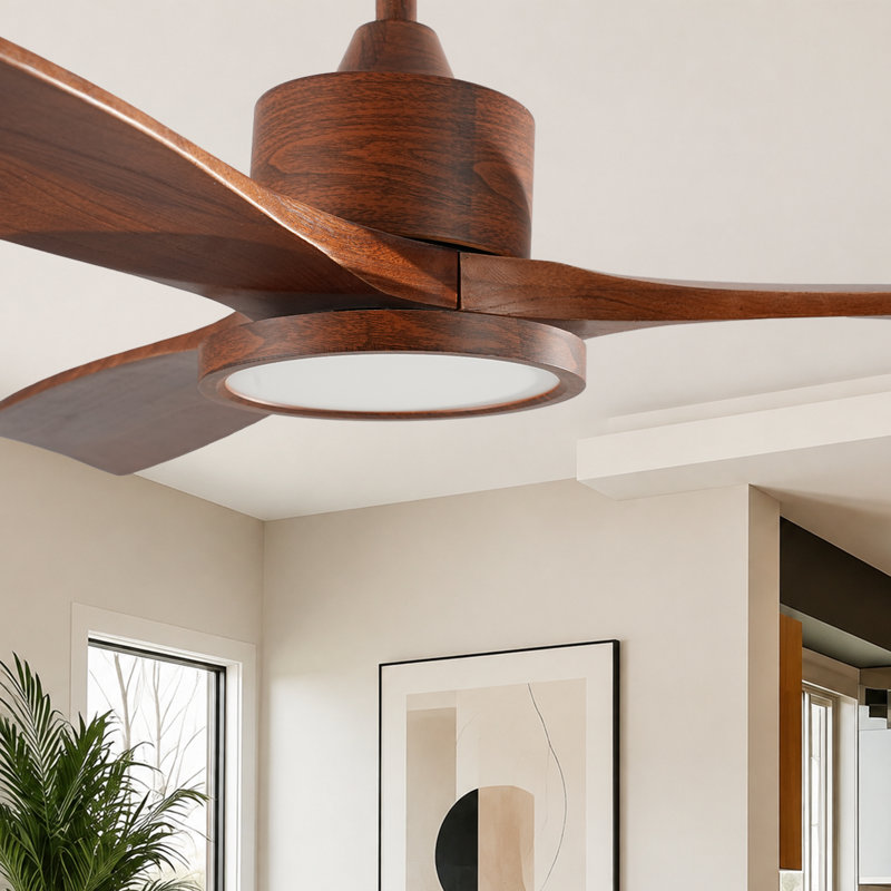 52 INCH WOOD CEILING FAN WITH LIGHT, 52" W