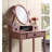 Wood Makeup Vanity With Stool, Rose Gold Gleam - 3 Drawers For Storage, Adjustable Oval Mirror, Smooth Tabletop Cosmetics, Comfortable Stool Sparkle Jewelry Padded-407980500