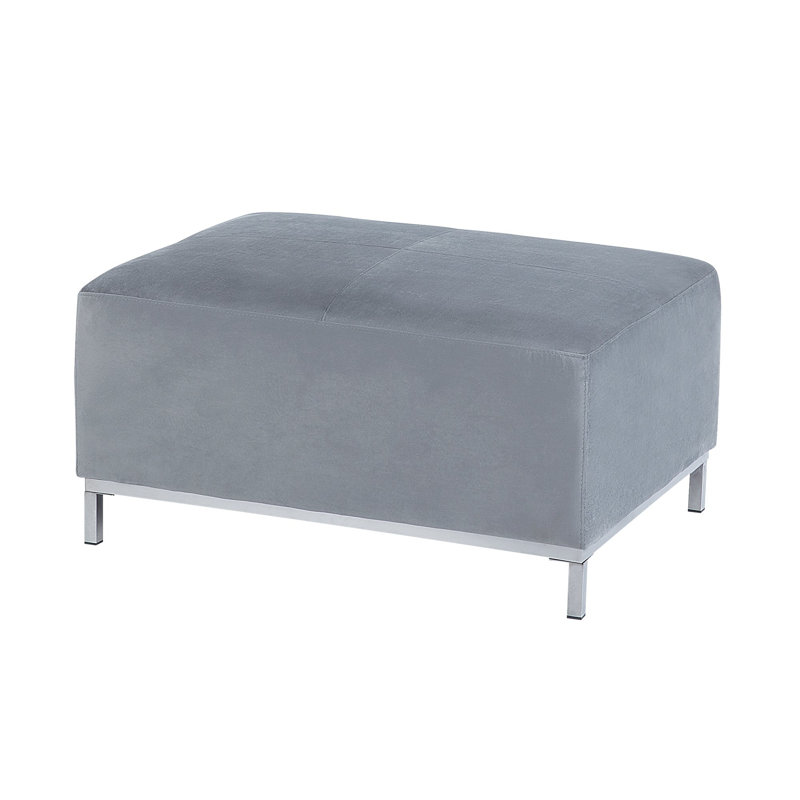 Frances 95cm Wide Velvet Rectangle Footstool Ottoman, Grey, Silver
