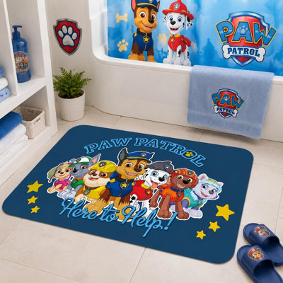23.6*35.4in Paw Patrol Bath Mat Quick Dry Diatomaceous Earth Bath Mat, Absorbent Non Slip Bathroom Rug Birthday Party Decorations