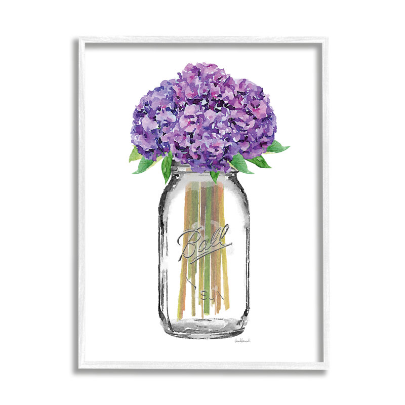 «Fashion Designer Flower Jar Mauve», impression, H 20 po x l 16 po, Giclée encadrée blanc bord de mer