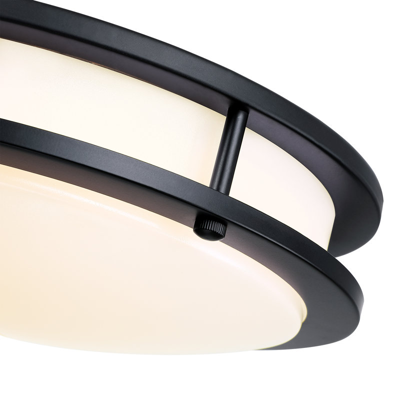 Hanz Selectable LED 2700K, 3000K,3500K, 4000K, 5000K Flush Mount Ceiling Light, 3.3" H x 15.8" W x 15.8" D, Matte Black