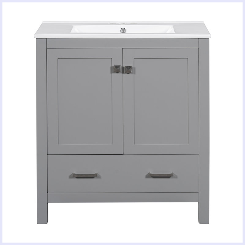 Meuble-lavabo moderne avec lavabo simple et tiroir, Gris
