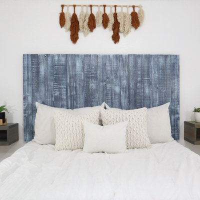 Nai Floating Headboard Solid Wood Wall Mount Blue Stonewash