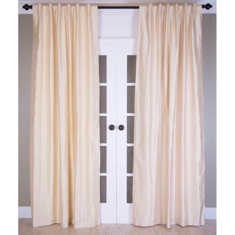Silk Room Darkening Curtain Single Panel, 51" W x 84" L, Ivory/Off White
