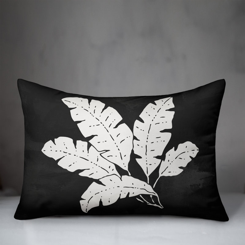 Floral Outdoor Reversible Throw Pillow, Black