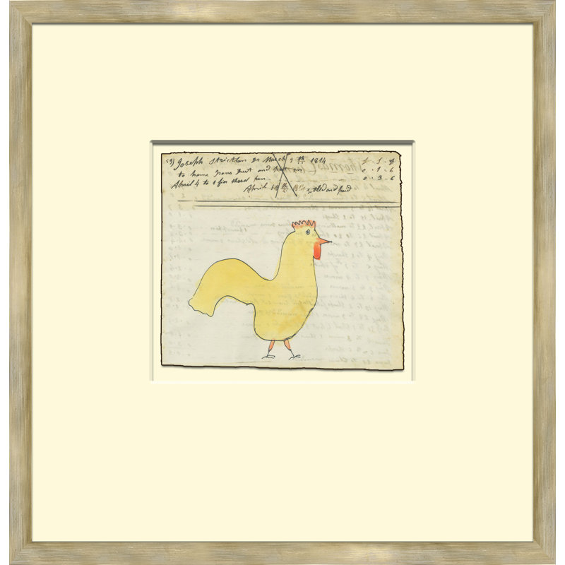 Poulet - Sm. Mennonite Ledger Dessin - Peinture encadrée sur papier