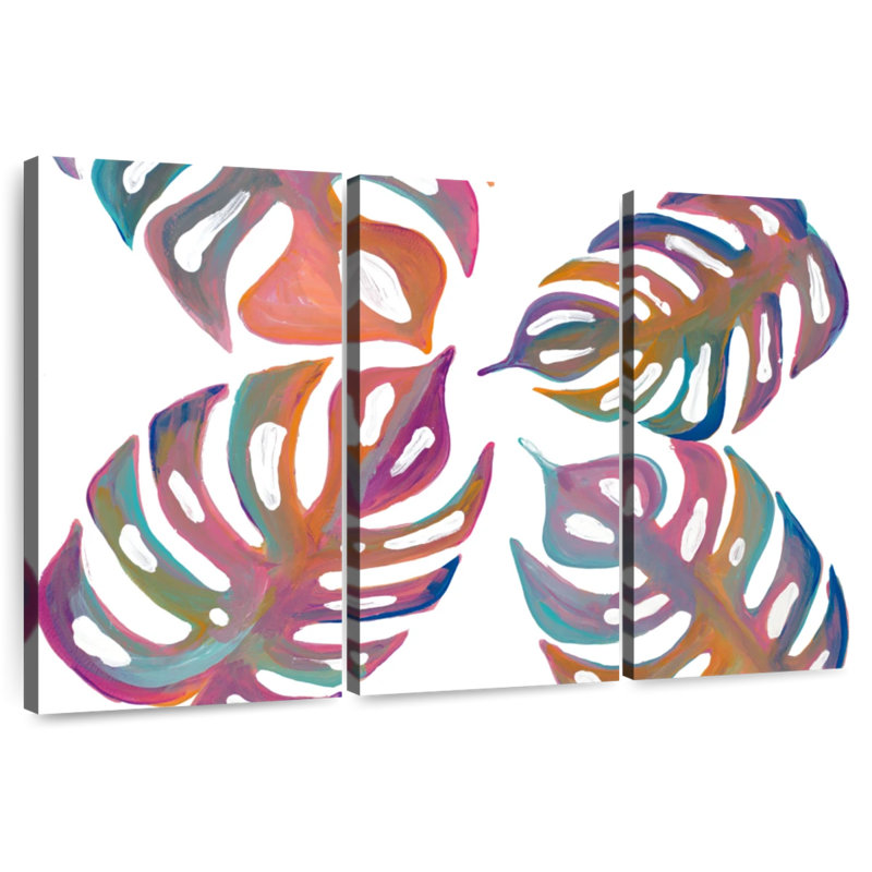 Harnek feuilles de palmier colorées IV, H 42 po x l 65 po